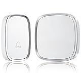 Refoss Portable Wireless Doorbell Chime Kit - Modern Door Bell with 36 Extra Loud Chimes for Home and Office - LED Indicator on Both Receiver and Push Button Transmitter