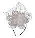 Fascinators Hair Clip Headband Pillbox Hat Bowler Feather Flower Veil Wedding Party Hat, A White, One Size