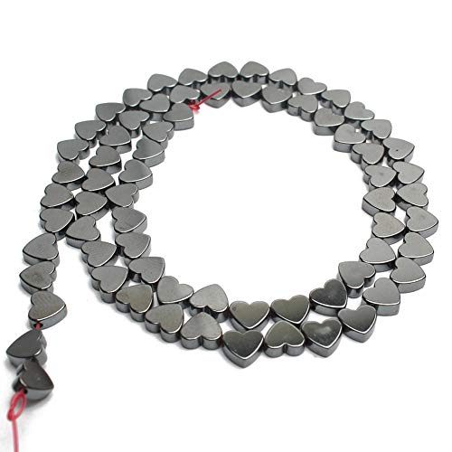 Song Xi (Black) Natural Rose Gold Black Hematite Stone Love Heart Loose Beads for Jewelry Making DIY Bracelet 15'' 5x6mm