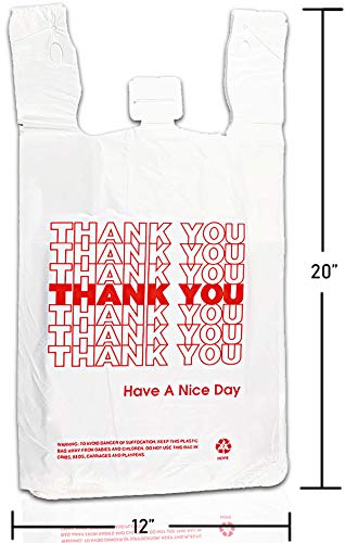 Red Thank You Plastic t-Shirt Bags - 308 pcs/case.