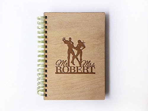Wedding Guest book (wood) - notebook - Iron Man and Pepper Potts
