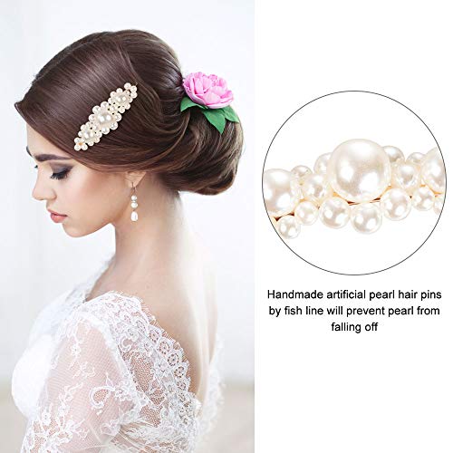 Pearl Hair Clips Pins for Women Girls - 10 pcs Fashion Decorative Hair Accessories Large Bows/Clips/Ties for Birthday Valentines Day Mother's Day Gifts and Party Wedding Daily (Style 1)