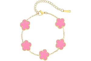 FLY FEI 18K Gold-Plated Four Leaf Clover Bracelet for Women,Adjustable lucky Bracelet Set Jewelry Gift-Hypoallergenic Charm for Birthdays, Wellness & Daily Wear