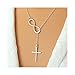 Ularmo New Hot Fashion Casual Personality Infinity Cross Lariat Pendant Necklace Chain