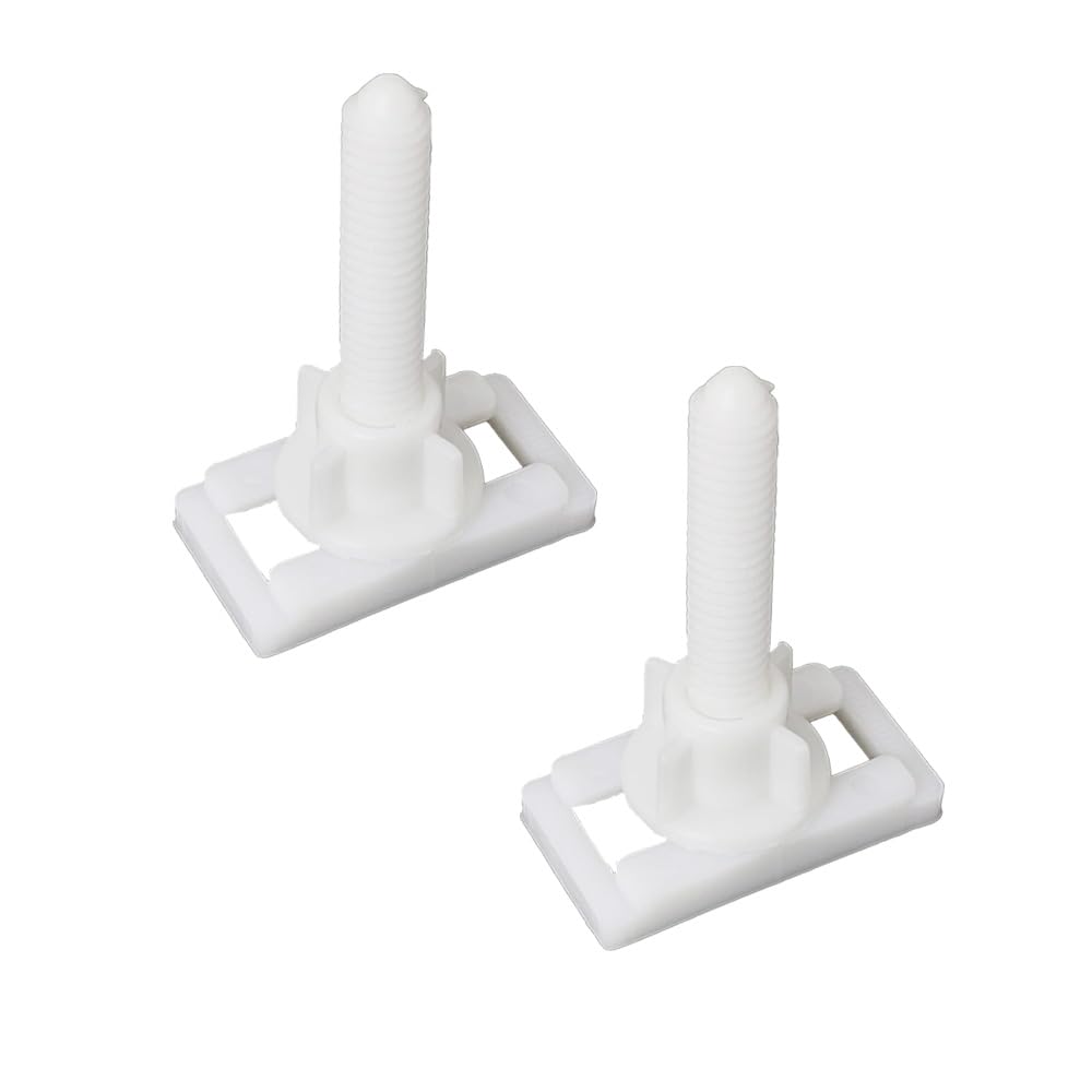 2 Pack Toilet Seat Hinge Bolts, Plastic White Rectangular Shaped Toilet Seat Hinge Bolts Nuts Fixing Fitting Kit, Toilet Seat Repair Tool