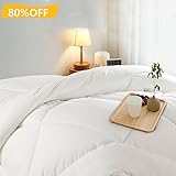 Abakan Queen Comforter Soft Goose Down Alternative Duvet Insert with Corner Tabs Hotel Collection Reversible All Season Hypoallergenic Luxury Bedding Comforter,White,88 x 88 Inches