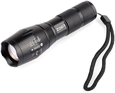 ZOER Adjustable Focus Zoomable LED Flashlight Torch for Outdoor Sports (Black)