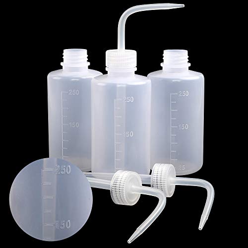 SUPERLELE 6pcs LDPE 250ml 8.5oz Safety Wash Bottle, Plastic Squeeze Bottle Medical Label Tattoo Wash Bottle