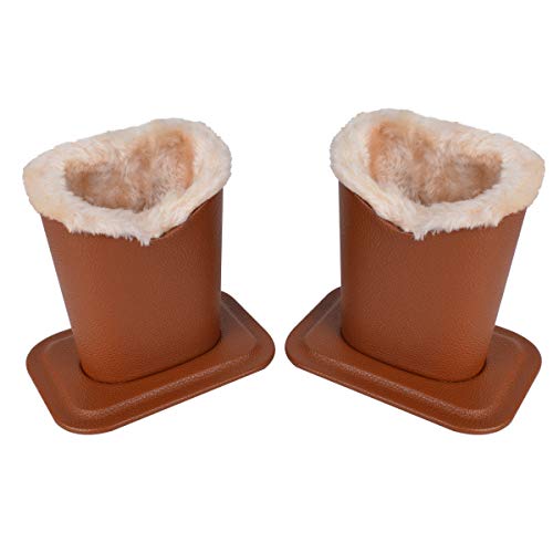 Bleiou 2 Pack Eyeglasses Holder Stand Case Soft Plush Lined Protective Eyeglasses Stand (Light Brown)