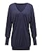 ZANZEA Women's V-Neck Long Sleeve Loose Blouse Jumper Tops Mini Dress Pullover Blue US 4/Asian S