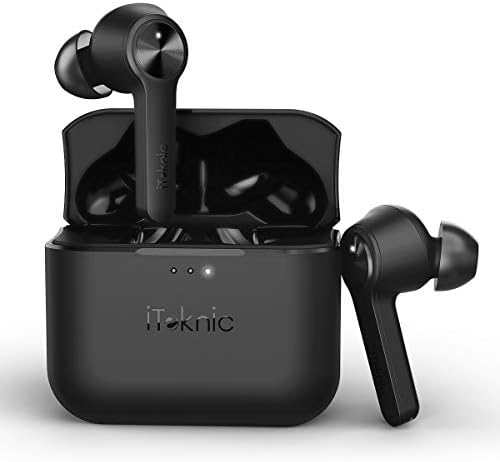 iTeknic Wireless Bluetooth Headset with Charging Case, Long Battery Life Stereo Sport Headset