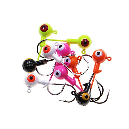 Temorah Fishing Lures Jig Heads,Ball Heads 1/32oz-1oz,Sharp Fishing Hooks for Freshwater or Saltwater (Assorted, 1OZ 10PCS)