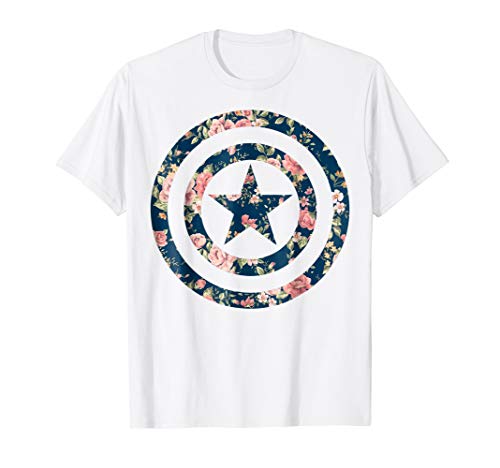 MarvelAvengers Captain America Floral Icon Graphic T-Shirt T-ShirtOEKO-TEX STANDARD 100