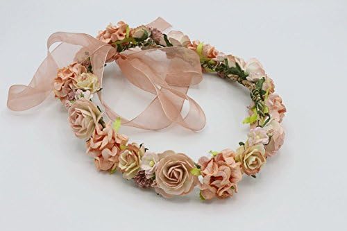 Siam2u Flower crown hair, bridal crown, wedding headpiece, Rustic headpiece, bridal head piece