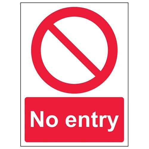 VSafety No Entry Prohibition Sign - Portrait - 150mm x 200mm - Self Adhesive Vinyl — image 1