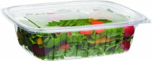ECO PRODUCTS Compostable 24oz Clear Rectangular Deli Containers With Lids, Case of 200, Meal Prep, Made from PLA Plastic, A Renewable Material Made from Plants, One Lid Fits All