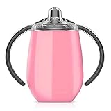 True North Stainless Steel Insulated Sippy Cup for Toddler + Baby with No-Spill BPA Free Triton Lid, Keeps Drinks Cold for 24 Hours, 9 oz, Beach Pink