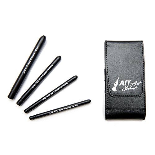 AIT Art Select Paint Brushes - Set of 4 Synthetic Sable Brushes - Handmade in USA - Compact Travel Set