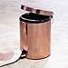 mDesign Small Modern 5 Liter / 1.3 Gallon Round Metal Lidded Step Trash Can, Compact Garbage Bin with Removable Liner Bucket and Handle for Bathroom, Kitchen, Craft Room, Office, Garage - Rose Gold