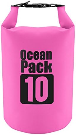 ZERRO Outdoor Backpack Waterproof Roll-Top Dry Bag Pouch Dry Sack for Rafting Boating Kayaking Fishing Water Sports (Pink, 10L)