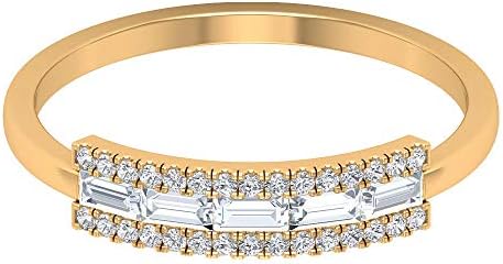 カスタム 1 2カラットバゲットラウンド認定ダイヤモンドハローリングブライダル結婚記念日積み重ね可能プロミスリング レディース誕生日デイリーウェアステートメントリング 14k イエローゴールド Size 10 Quentinducreuxlerebours Com