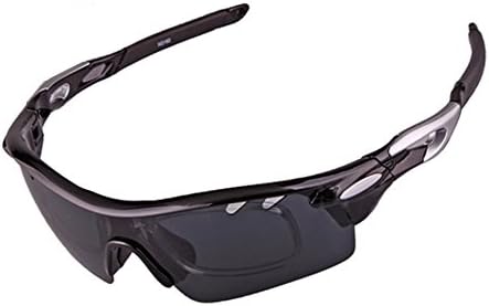 Half Frame Sport Sunglasses Polarized Light Baseball Cycling Running Windproof Sand Sunglasses ,Unisex,3× Lenses Black