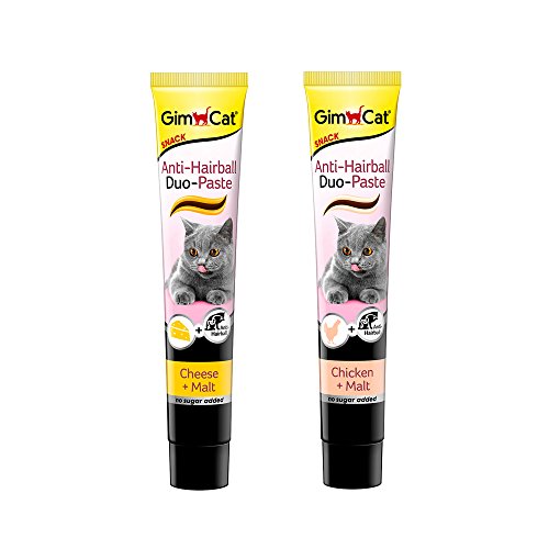 Gimcat Anti-Hairball Duo-Paste Cats lick snacks Twin pack Chicken & Malt + Cheese & Malt (50g.x2).