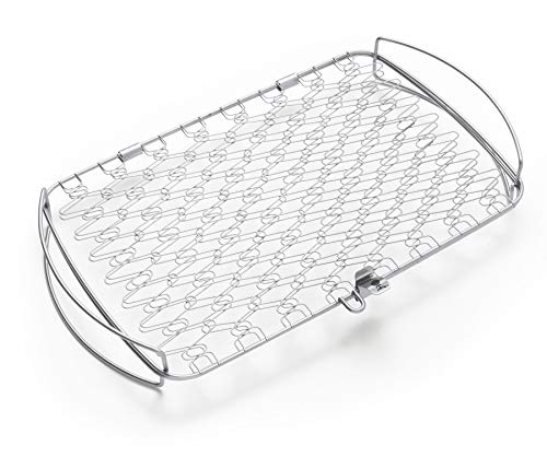 Weber Fisch & Gemüsehalter/Korb - Groß (46 x 28cm), aus Edelstahl, Ideal zum BBQ/Grillen von empfindlichen Grillgut, einfaches Wenden auf dem Grill, s