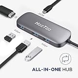 USB C Hub, HooToo 6-in-1 USB C to 4K HDMI Adapter with 100W Power Delivery, SD Card Reader, 3 USB 3.0 Port for MacBook/Pro/Air/iMac and Type C Windows Laptops