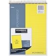 Cambridge 59880 Stiff Back Wire Bound Notebook, Wide Rule, 8 1/2 x 11, Canary Paper, 70 Sheets