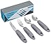 Adaptive Utensils (4-Piece Kitchen Set) Non-Weighted, Non Slip Wide Handles for Hand Tremors, Arthritis, Parkinson’s Disease or Elderly use | Cutlery Silverware - Knife, Fork, Spoons (Gray - 1 Set)