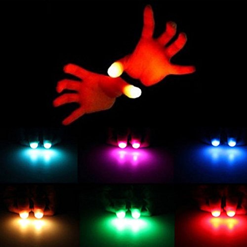 URBeauty 5Pair/10Pieces Fingers Amazing Flashing Fingers Fantastic Glow Toys Children Luminous Gifts Decor Novelty Funny LED Light Magic Trick Props Supplies(Color Randomly)