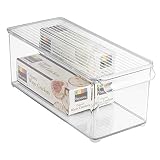 iDesign Plastic Refrigerator and Freezer Storage Bin with Lid, BPA-Free Organizer for Kitchen, Garage, Basement, 6" x 6" x 14.5", Clear