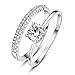 AVECON 1.2ct White Gold Bridal Ring Sets Round Cut CZ Engagement Rings promise rings for her wedding bands for Women Size 5-10