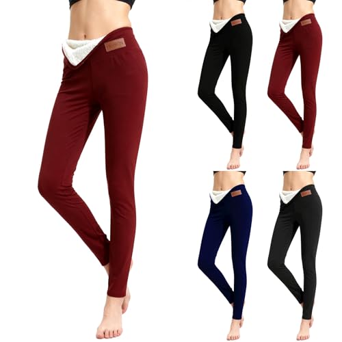 Angxiwan Thermal Leggings Women Fleece Lined Leggings for Women UK Tummy Control Stretchy Pants High Waisted Gym Full Length Soft E Warm for UK Fleece Lined Tights