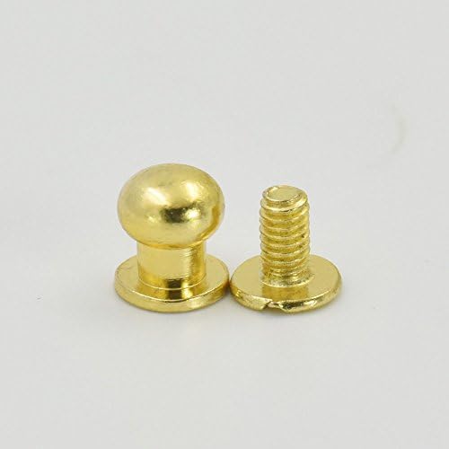 50 Sets 8mm 3/10" Brass Head Button Stud Screwback spot For Screw Chicago nail Nickle Gold Bronze Nickle-Black Color Choice