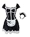 bslingerie Women Black French Maid Costume Dress (XL, Black)
