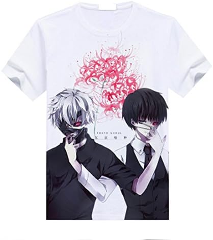 AnimeTown Tokyo Ghoul Cosplay Costume Anime Short Sleeves Tee T-shirt (M, White)