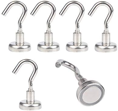 Nicedec Magnetics 12 Pounds (Max) 6 Pack Neodymium Strong Magnet Hooks Pack, Heavy Duty Magnetic Hook, Ceiling Hooks for Hanging