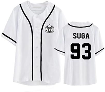 kpop bts varsity baseball jacket monster jin suga jimin v sweater Button Down (M, Suga)