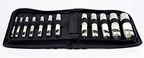 Gunpla Heavy-Duty 12-Piece Round Steel Hollow Punch Set with Zipper Pouch for Leathercraft Working