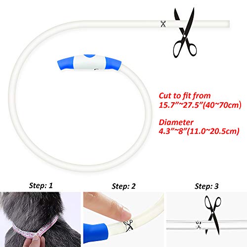 PZRLit LED Dog Collar Light-USB Rechargeable Light Up Dog Collar, Adjustable TPU Cut to Size for Small Medium Large Dogs, Safety Glow Puppy Collar for Night Walking（Navy Blue)