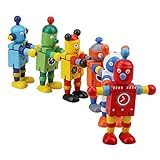 YEEMAX Better Quality Classic Wood Robot Toys - Robot Birthday Party Favors- Reward Gift Preschool ( Various 3 PCS )