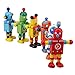 YEEMAX Classic Wooden Toy Robots, Wooden Pretend Role Play for Kids,  Space and Rockets Playing Buddies,  Robot Party Supplies, Robot Figurine and Decor(Pack of 6)