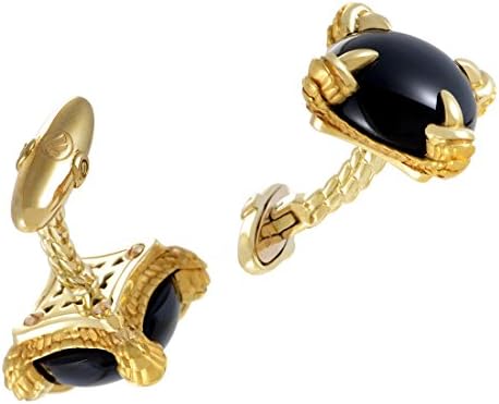 Magerit Gothic 18K Yellow Gold Round Onyx Cufflinks