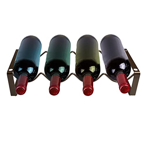 Stackable Wine Rack Wave Design 4 Bottle Organizer Metal Black Wine Rack Tabletop Organizer