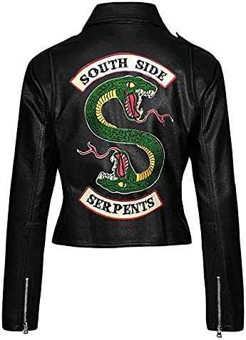 The Jacket Makers Girls Riverdale Southside Serpents Biker Gang Black Leather Jacket for Girls