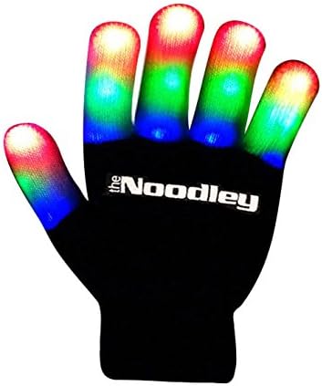Kids Size Flashing LED Finger Light Gloves with Extra Batteries Black/White.