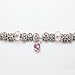 Long Way Silver Chain Pink Crystal Bead Glass Charm bracelet With Extender 7.5