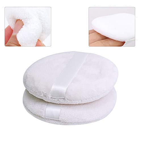 5 PCS Powder Puffs, Large Body Puff Round Puffs Loose Powder Puff Washable Puff Fluffy Powder Puff Ultra Soft Puffs Velour Puffs Large Powder Puff With Ribbon Power Puff Box For Body Powder Makeup